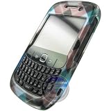 Premium Designer Hard Snap On Crystal Case for the Blackberry 8520 Curve/Gemini - Cool Blue, Green Diagonal Checkers Print