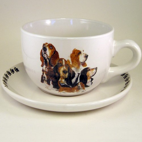 24oz Dog Breed Soup Mug and Saucer - Bassett Hound
