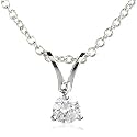 14k White Gold 3-Prong Solitaire Diamond Pendant (1/10 ct, I-J Color, I2 Clarity), 18"