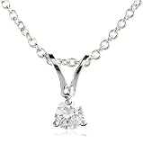 14k White Gold 3-Prong Solitaire Diamond Pendant (1/10 ct, I-J Color, I2 Clarity), 18