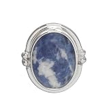 Artisan Handcrafted in Mexico - Sterling Silver Large Sodalite Oval Pendant