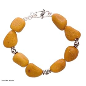 Chalcedony bracelet, 'Mountain Treasure' 0.6 W 8.5 L by Chalcedony Bracelets