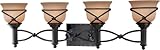 Minka Lavery 5974-1-138, Aspen II Reversible Glass Wall Vanity Lighting, 4 Light, 400 Watts, Bronze