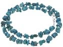 Genuine Beaded Turquoise Chips 17" Sterling Silver Necklace