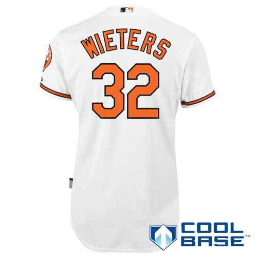 MLB Men's Baltimore Orioles Matt Wieters Six Button Cool Base Authentic Home Jersey (White, 40/Medium)