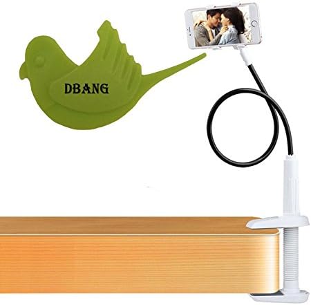 DBANG Double Clamps Flexible Long Arm Cell Phone Holder With Screw Base clip,Desktop Bed Lazy Bracket Mobile Stand for Bedroom, Kitchen, Office, Bathroom With Bird Shape DBANG Orange Peeler Gift (Black)
