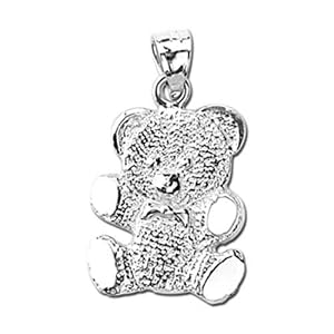 14kt White Gold Teddy Bear Charm Pendant