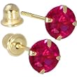 Solid 14KT Yellow Gold .47 Carat Cubic Zirconia JULY Birthstone Earrings