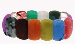 Medium Cushion Style Stretch Bracelet - Multi Stone