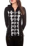 Tripp Royal Bones Skull Skeleton Lace up Zip Black White Punk Goth Hoodie NWT LARGE