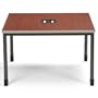 Training Table with BuiltIn Electric and Data Ports 48" x 48" Maple Top/Light Gray Edge/Charcoal Base