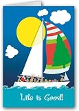 Life is Good Sailboat Christmas Card - Boating 12 cards/ 13 envelopes