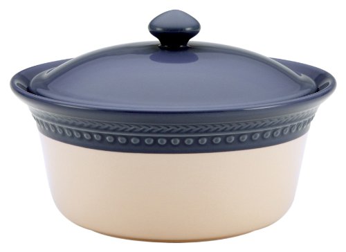 Paula Deen Rustic Stoneware Southern Gathering 1-Quart Covered Stoneware Casserole, Blueberry