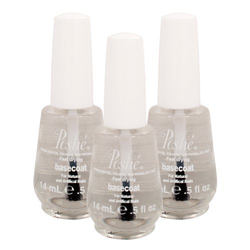 LOT 3 Poshe Super Fast Drying Basecoat Nail Manicure Care Protect Gloss 0.5 Oz