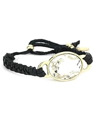 Ettika "Leather" Medium Oval Crystal Gem Braided Bracelet