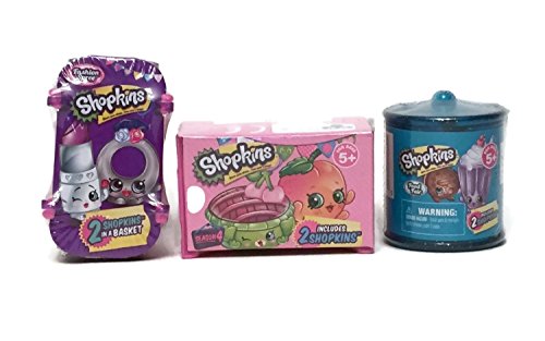 Shopkins Gift Pack: Season 4 2-Pack, Fashion Spree Blind Basket & Food Fair *Exclusive* Candy Container 2-Pack