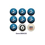 Denver Broncos NFL Licensed Billiards Ball Set of 9 (7 Team, 1 Cue,1 Eight Ball)