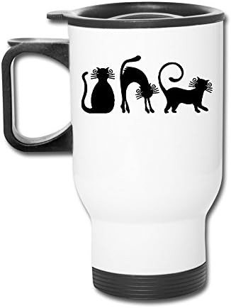 Aip-Yep Multi-functional Three Black Cats Vacuum Sealed Travel Mugs White
