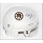 David Krejci Boston Bruins Autographed away mini helmet - Autographed NHL Helmets and Masks