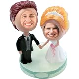 Bride and Groom Bobble Head Wedding Cake Topper