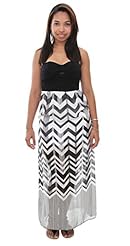Junior Sleeveless Lace Slit Nylon/Polyester/Spandex Chevron Print Maxi Dress 