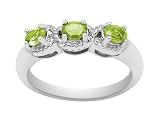 10k White Gold Peridot 3-Stone Rings