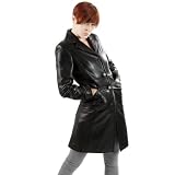 United Face Womens Black Leather Walking Coat
