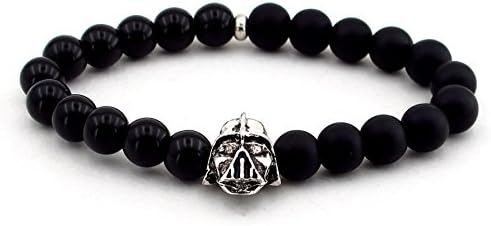 Star Wars Darth Vader Mens Bracelet Natural Polish &amp; Matte Onyx Gemstone Beads B1814