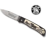 Smith & Wesson Dog Chasing Racoon Scrimshaw Folding Knife