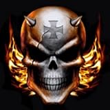 Men's Shooter Shirt (Sleeveless T-Shirt) : Flaming Devil Skull with Maltese Cross