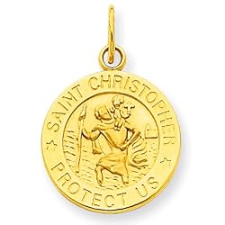 14k Yellow Gold St Christopher Medal Pendant