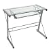 Glass Metal Silver Computer Desk