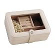 "Rio" Mele & Co. Faux Leather Glass Top Jewelry Box in Ivory