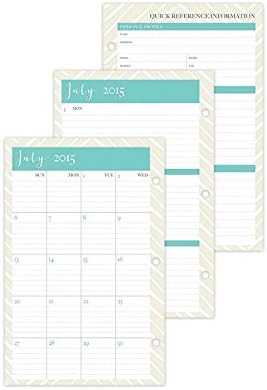 July 2015 - June 2016 Susy Jack Herringbone Weekly/Monthly 3-hole Punch Planner Refill 5.5 x 8.5