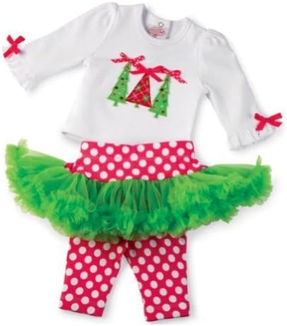 Little Wardrob Girl's Christmas Trees Tops Tutu Skirt Leggings Set Pink 2-3 Years