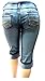 Womens Plus Size Dark Blue Capri Acid Wash Denim Jeans Stretch Hi Waist