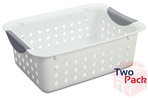 Sterilite 16228012 Small Ultra Basket, White With Titanium Inserts