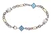 14K Two Tone Gold Pearl, Blue Topaz and Diamond Bracelet