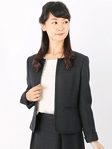 (ザ・スーツカンパニー) Littlechic/スラブツイード ノーカラージャケット ネイビー系