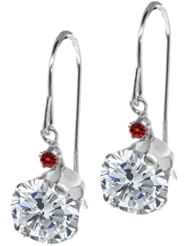 2.03 Ct Round H/I Diamond Cognac Red Diamond 14K White Gold Earrings