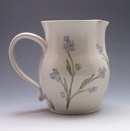 Porcelain Pitcher, Handpainted in Forget Me Not Flowers