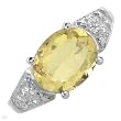 Ring With 2.35ctw Precious Stones - Genuine Diamonds and Citrine Made of White Gold - Certificate Available.