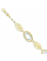 Genuine 14K Two-Tone Textured & Polished Bracelet 8 Inches 3 Grams Of Gold 100% Satisfaction Guaranteed.