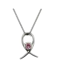 Pink Ribbon Necklace with 2" Extender