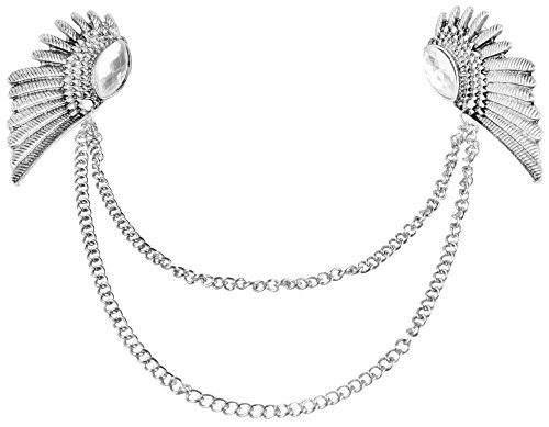 niceeshop(TM) Crystal Angel Wings Shirt Engraved Collar Tips Collar Necklace,Silver