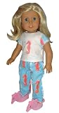 Seahorse Pajamas and Slippers. Fits American Girl Doll and Other 18