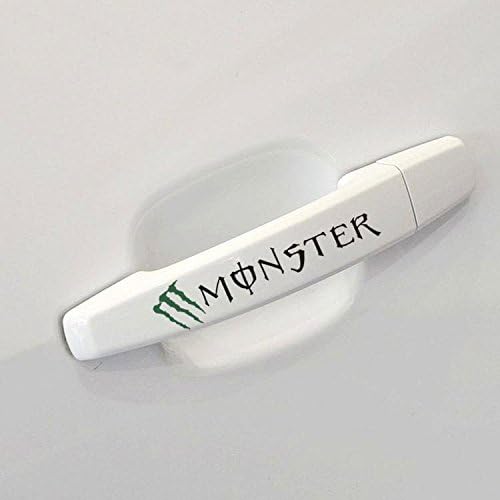 4 Pcs Aulyn Monster Car Door Handle Wipers Stickers Auto Decals Stickers (Reflective Dark green+Black text)