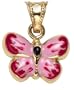 14k Yellow Gold Enamel Pink Butterfly Charm