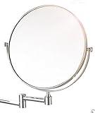 COTARON 伸縮ミラー 両面鏡 3倍アームミラー 拡大鏡 360度回転 折り畳み式 円形 洗面台 浴室 壁 シェービング メイク 鏡 (15cm)