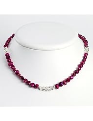 Sterling Silver Magenta Cultured Pearl Necklace - 16 Inch